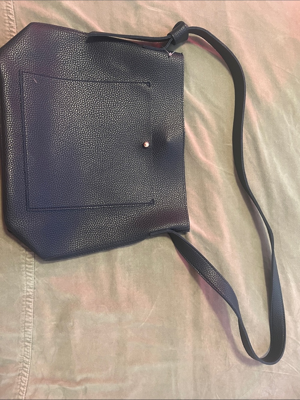 Black Pebbled Leather Button Tote